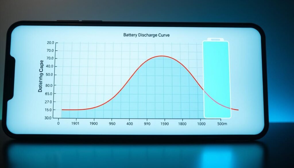 A close-up view of a battery discharge curve, displayed on a sleek, minimalist interface. The graph shows a steady decline in voltage over time, representing the discharging process. The background is a muted, neutral tone, allowing the data visualization to take center stage. Subtle grid lines and axis labels provide contextual information, while the overall composition has a balanced, technical aesthetic. Soft lighting illuminates the display, creating a sense of depth and dimension. The image conveys a clear understanding of the battery discharge rate and its impact on the overall capacity, aligning with the article's subject and section title.