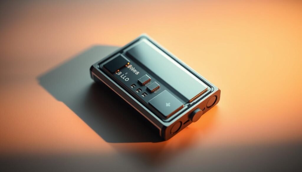 A meticulous close-up view of a lithium-ion battery pack, showcasing its intricate components. The battery is centered, highlighted by soft, warm lighting that casts gentle shadows, emphasizing its sleek, modern design. The background is a muted, gradient-filled plane, allowing the battery to take the spotlight. The composition is balanced, with a sense of engineering precision and attention to detail, conveying the idea of optimizing battery life through careful construction and management.