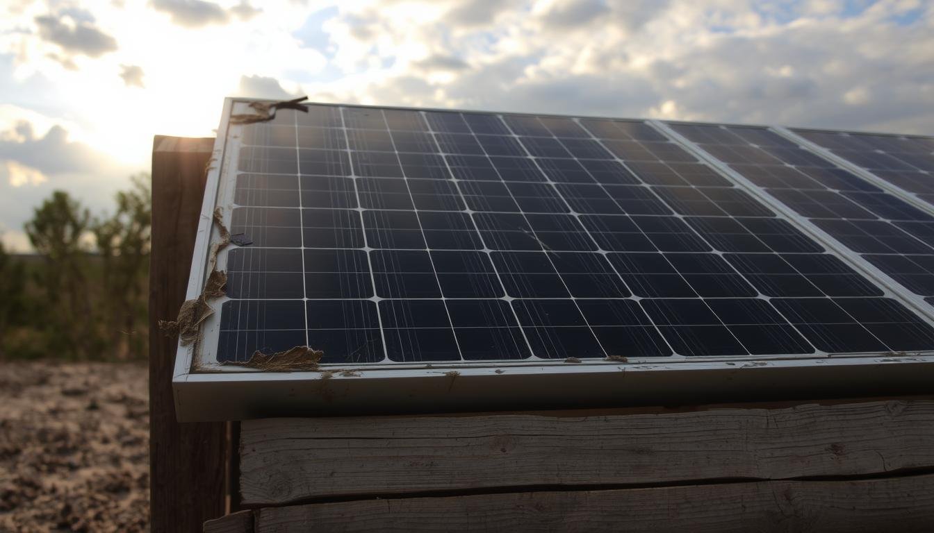 panneau solaire endommagé