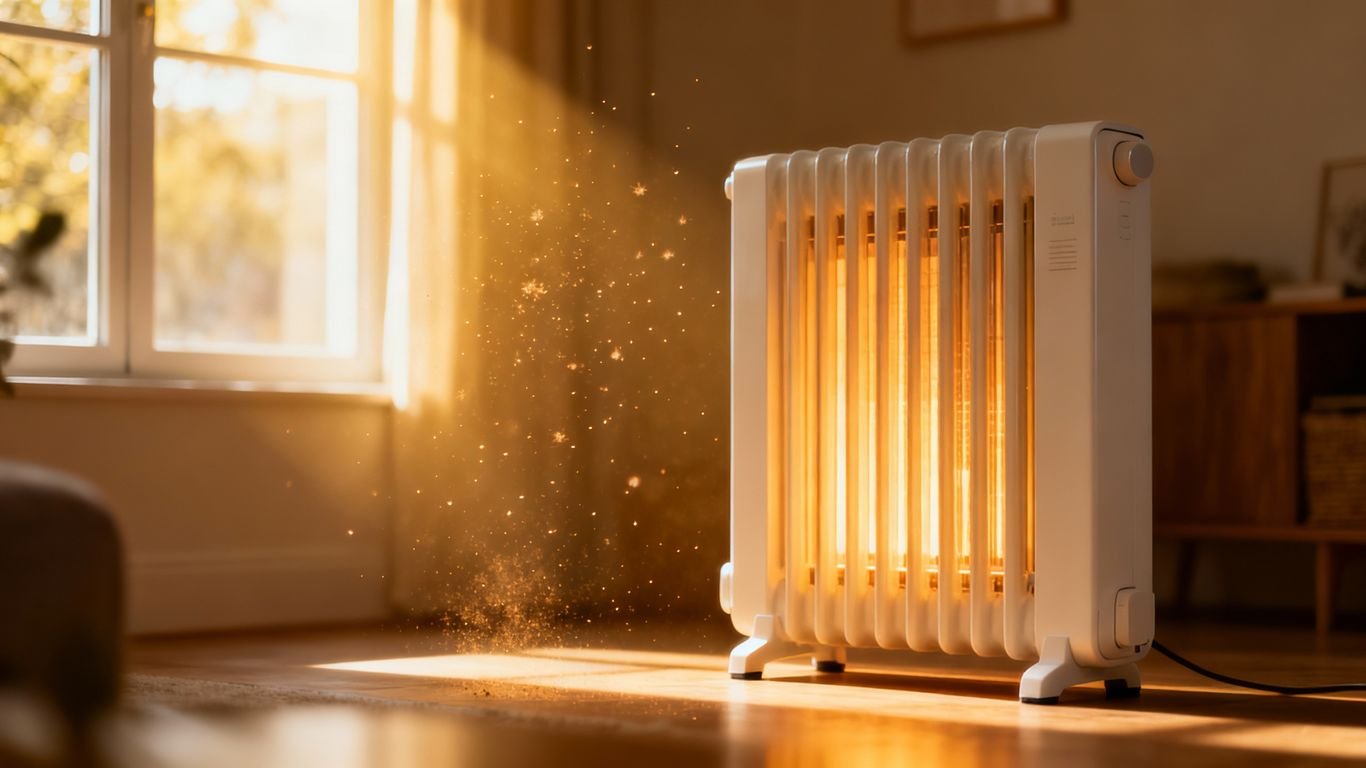Radiateur électrique moderne dans une pièce lumineuse.